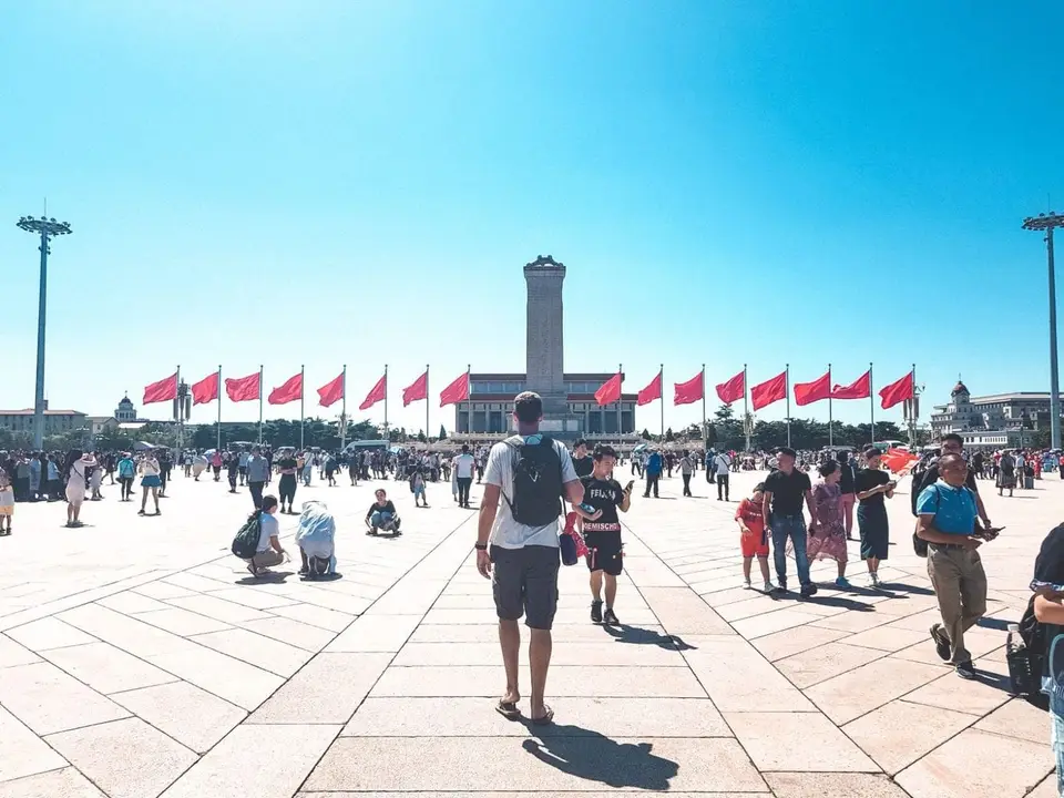 Picture of man in Tiananmen Square, Beijing China