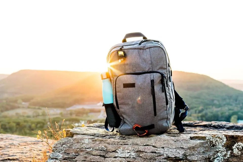 Image of backpacker at sunset