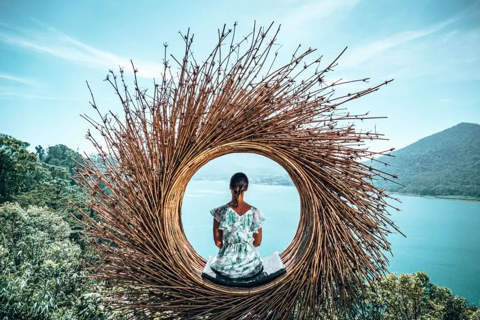 Wanagiri Hidden Hills - girl in bamboo circle