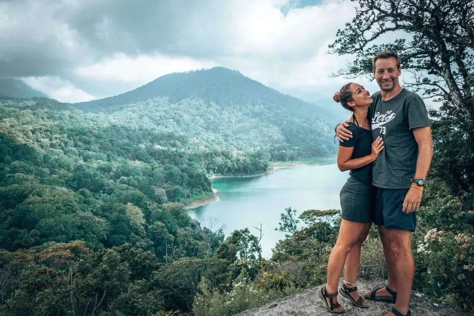 James and Lee above the Twin Lakes in Bali