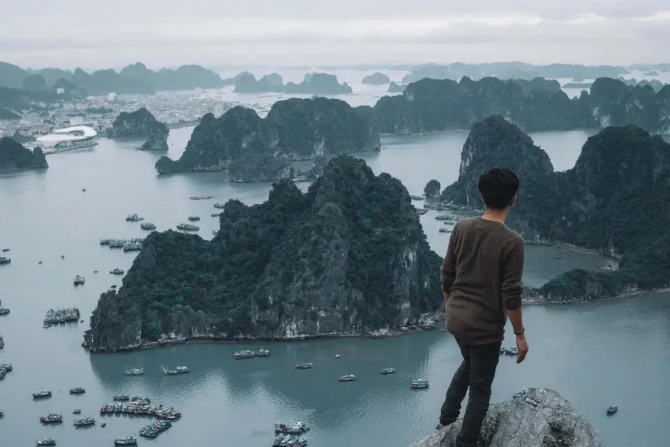 Looking out over the karst islands of Ha Long Bay