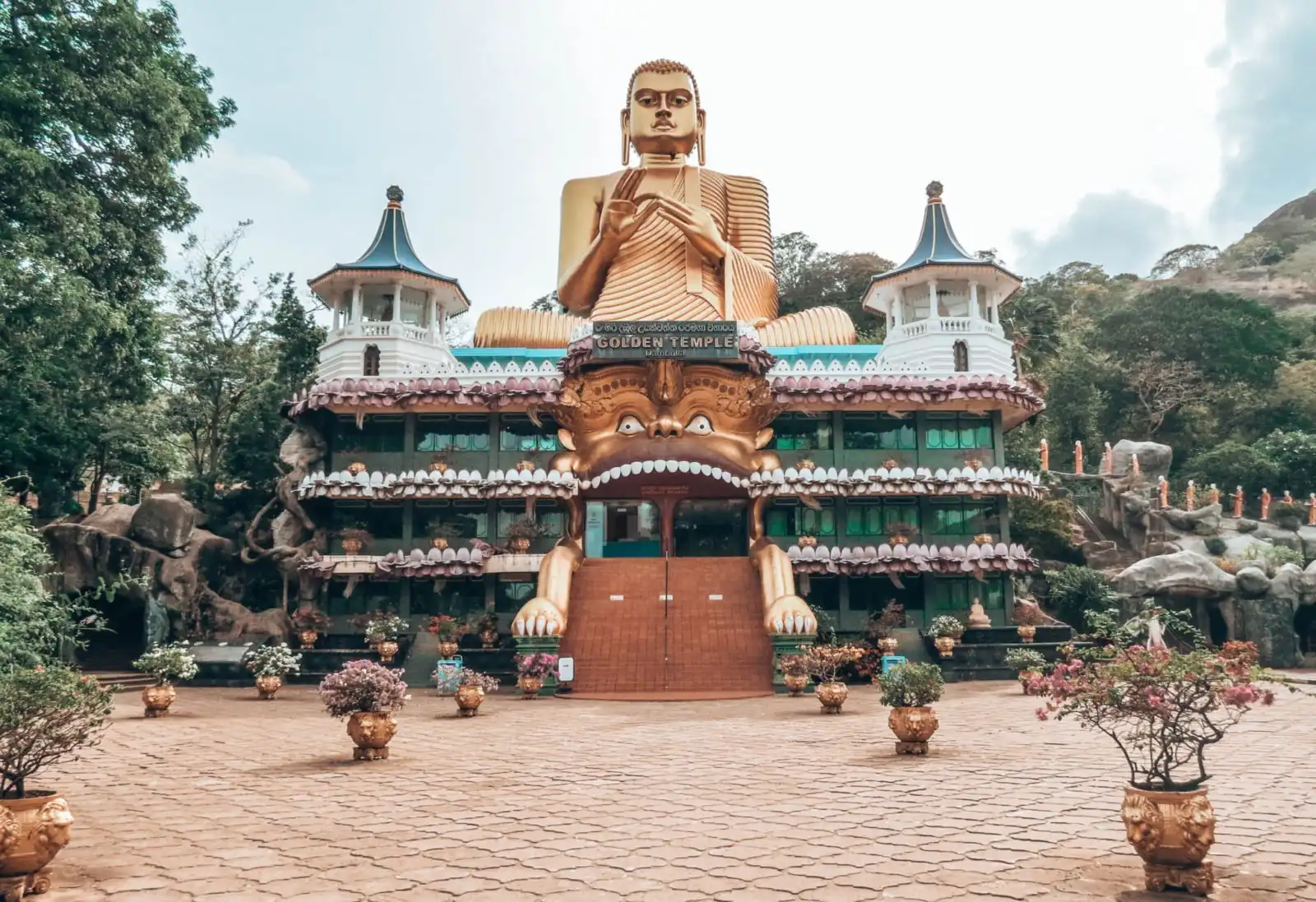Giant Buddha statue outside the Dambulla Cave complex