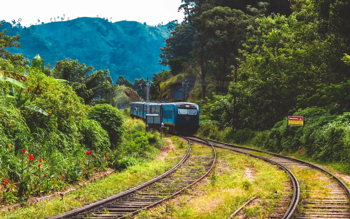 Train pulling into Ella Station, Sri Lanka