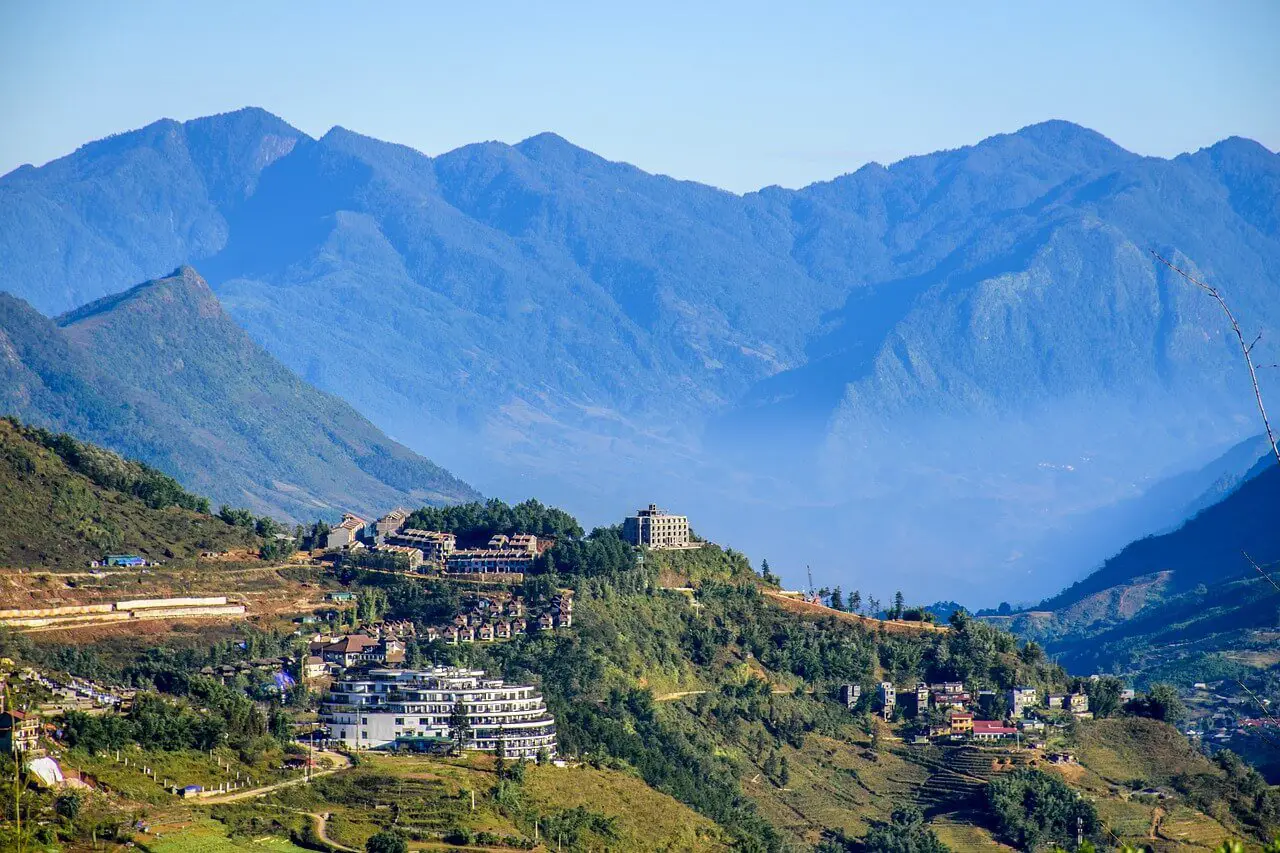 Panoramic picture of the town of Sapa Vietnam