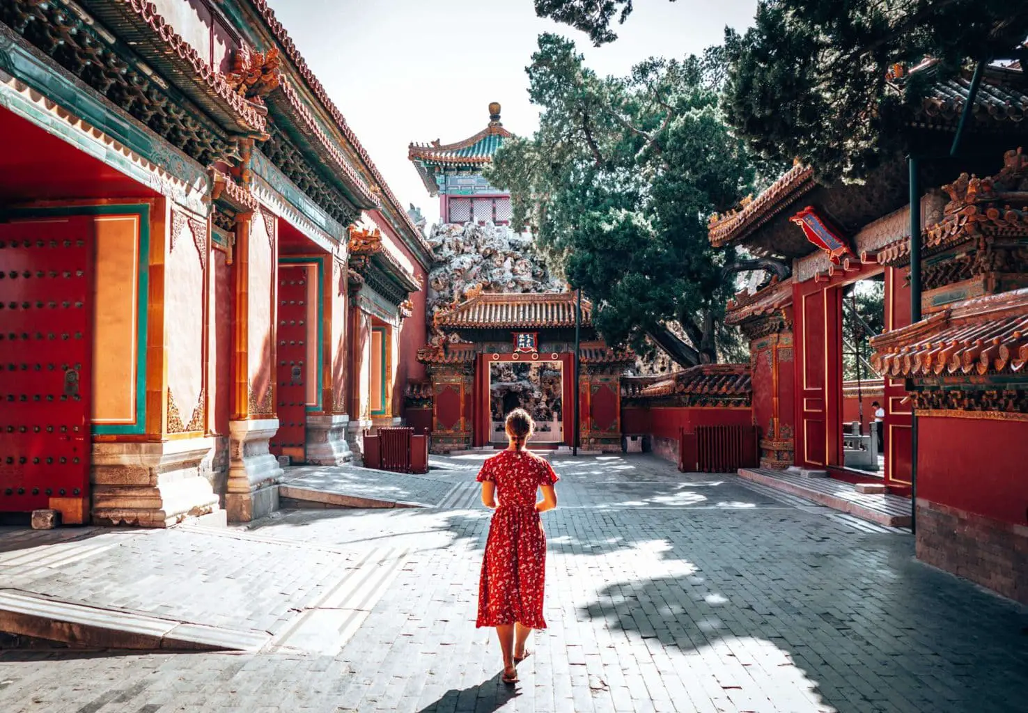 Picture of girl in a courtyard of the Forbidden City in Beijing, China