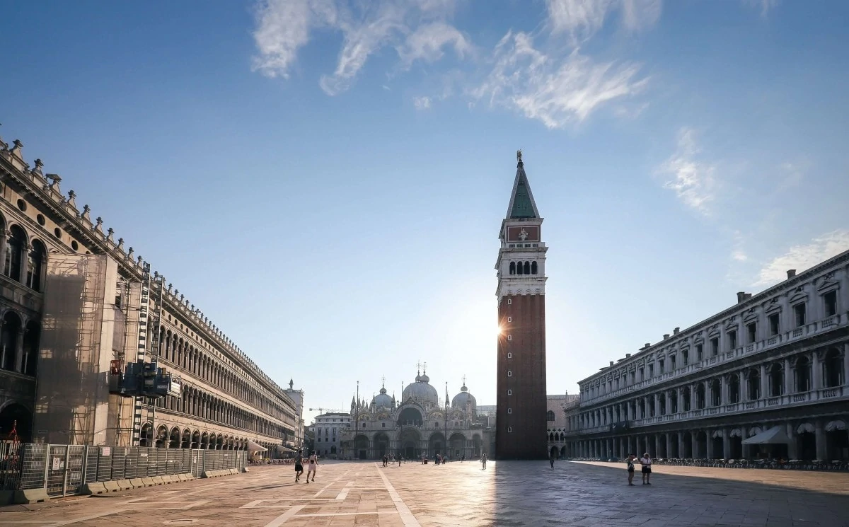 St Marks Square is surrounded by famous Italian buildings