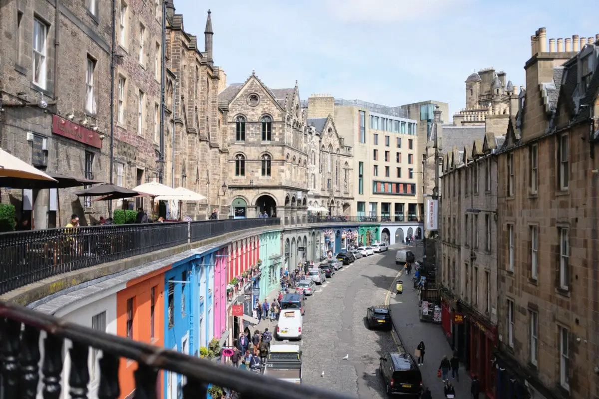 Main street in Edinburgh Scotland